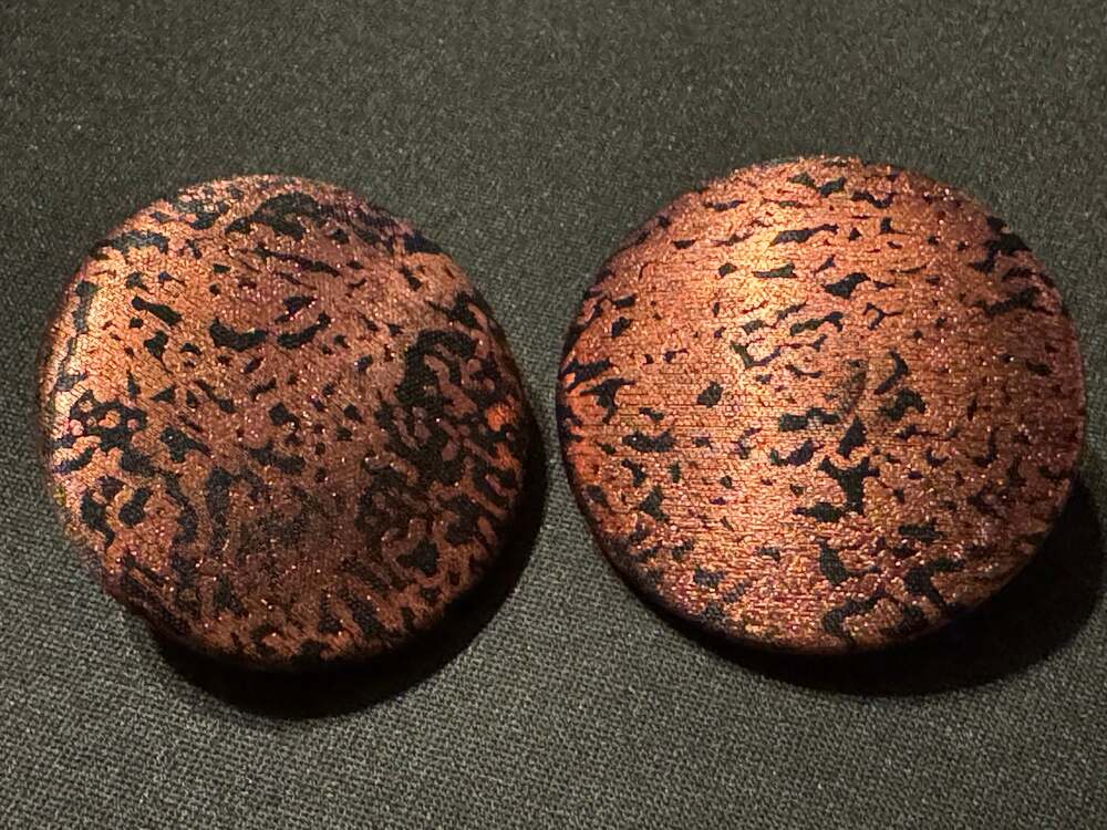 Vintage 1980 Brocade Fabric Tightly Sealed Clip On Earrings